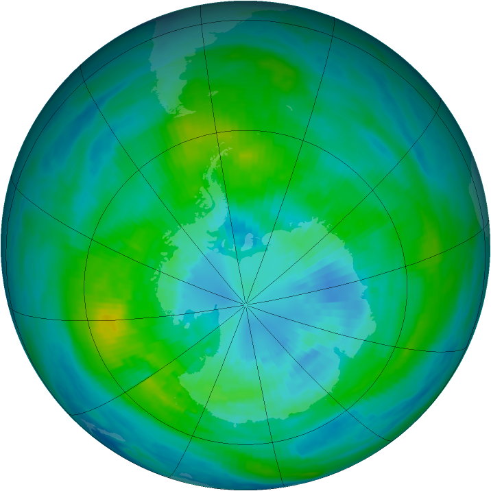 Antarctic ozone map for 30 March 1982